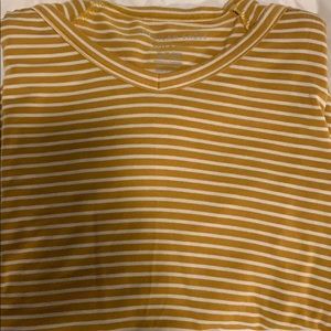 american eagle-mustard yellow striped v neck